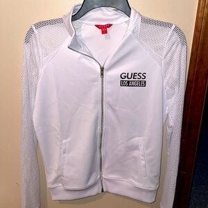 New Guess White Mesh Zip Up Size Small